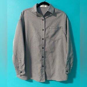 4th and Reckless S Oversized Black White Houndstooth Button Up